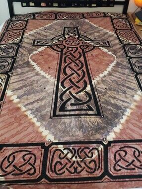 Vintage Gypsy Rose Celtic Cross Tapestry Handcrafted India 80x54 Boho Mirrors